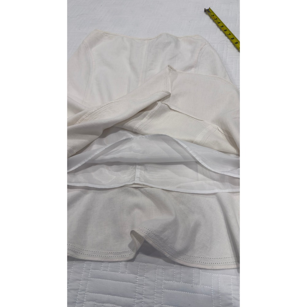 Sag Harbor Vintage Cream Linen Blend Ruffle Hem Mermaid Midi Skirt Size 6 - Picture 7 of 7